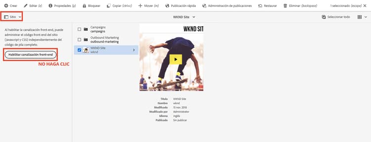 Habilitar canalización front-end