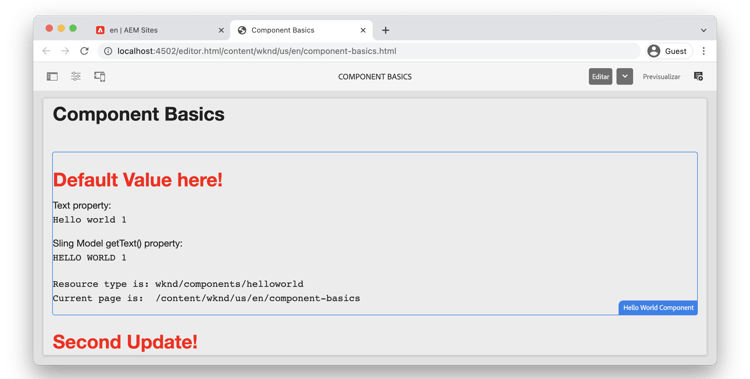 Actualización de conceptos básicos del componente