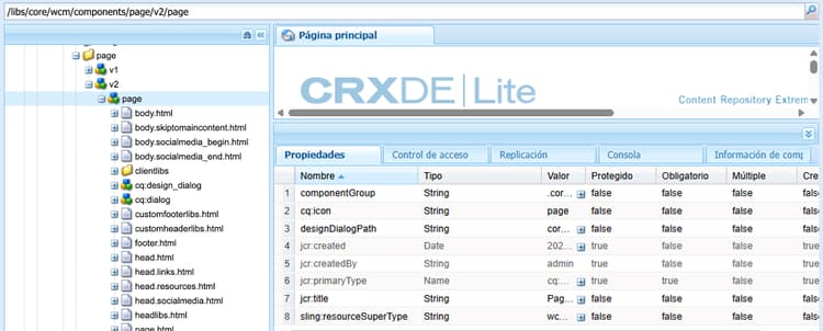Página de componente principal