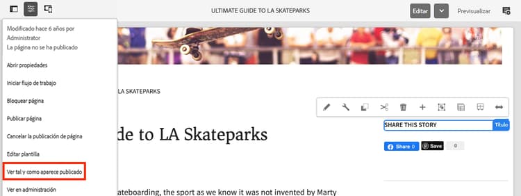 Ver como aparece publicado