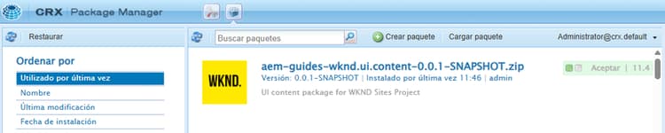 Paquete Ui.apps instalado
