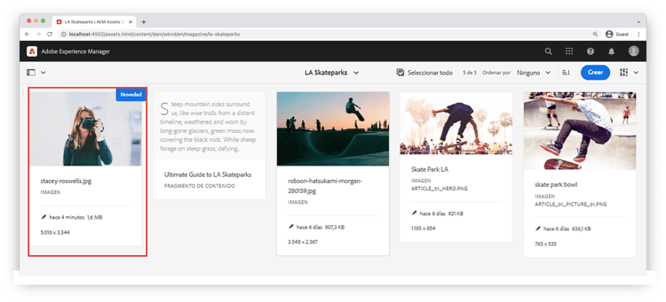 Foto de tipo retrato cargada en AEM Assets