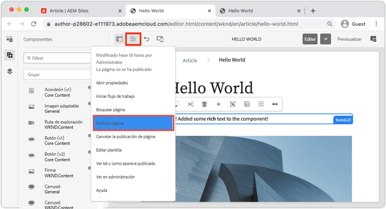 publicar directamente
