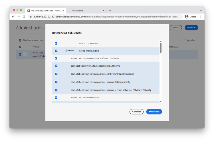 Publicar referencias
