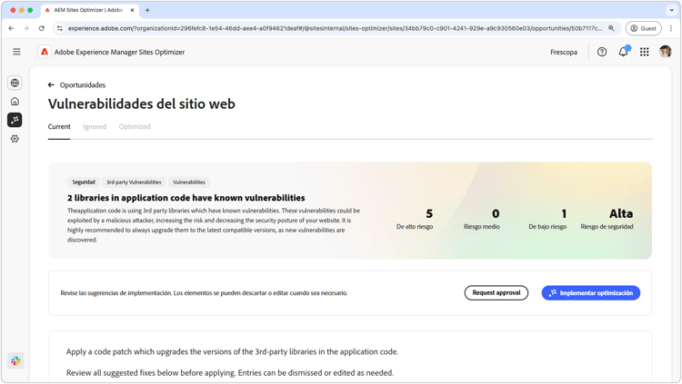 Oportunidad de vulnerabilidades del sitio web