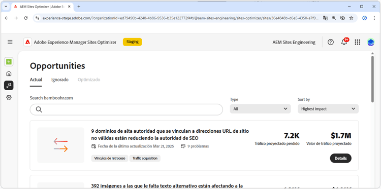 Detalles de la oportunidad