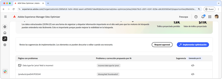 Optimización automática de los datos estructurad que faltan o no son válidos