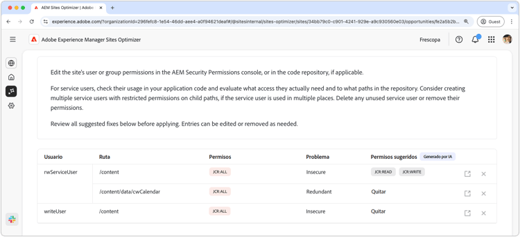 Sugerencia automática de vulnerabilidades del sitio web