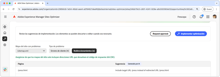 Problemas de optimización automática de mapas del sitio