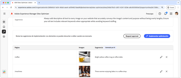 Optimización automática del texto alternativo que falta