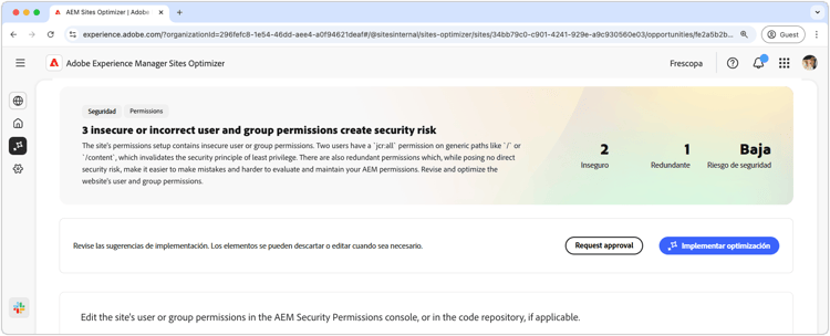 Optimización automática de los permisos del sitio web