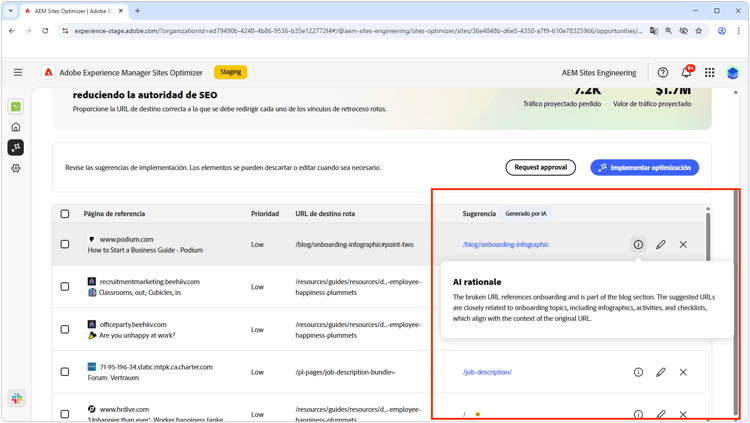 Sugerencia automática de vínculos de retroceso rotos
