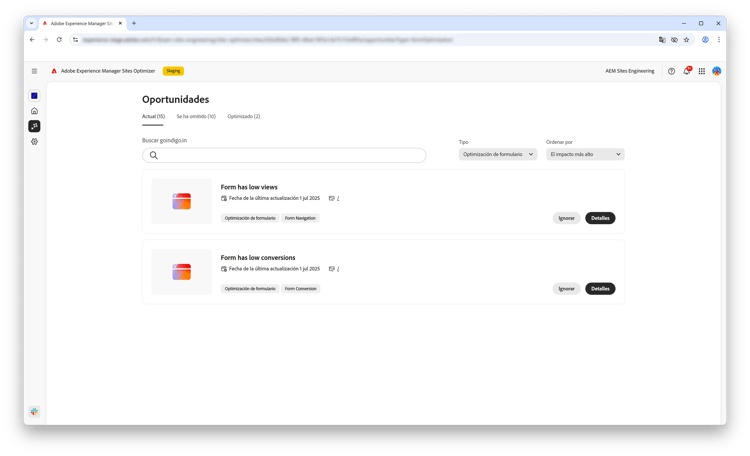 Optimización de formularios