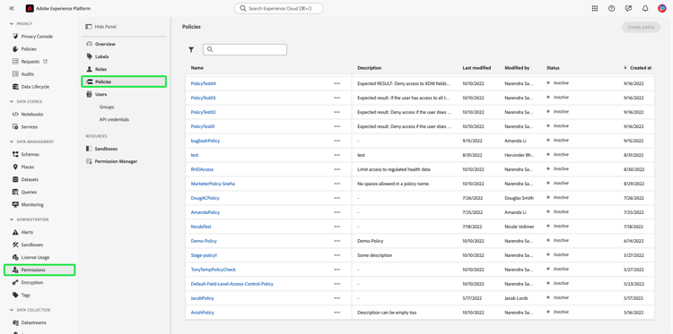 Lista de directivas mostrada