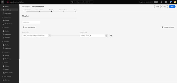 Asigne los campos de datos deseados al campo device_ID