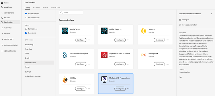 Extensión de Marketo Web Personalization