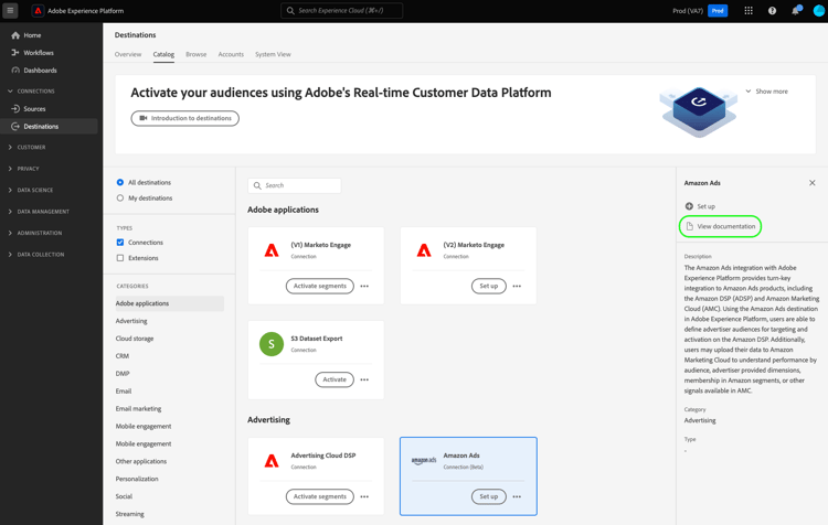 Imagen de IU de Platform que muestra el enlace de documentación.