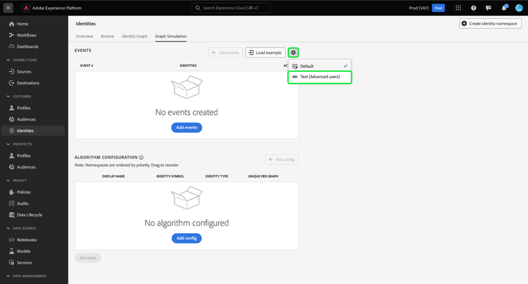 El icono de configuración seleccionado.