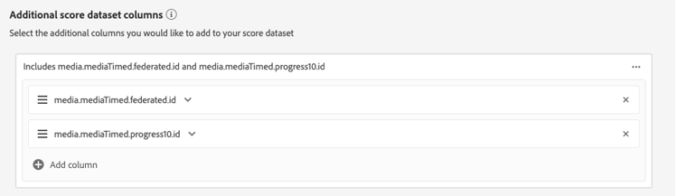 adición de columna del conjunto de datos score