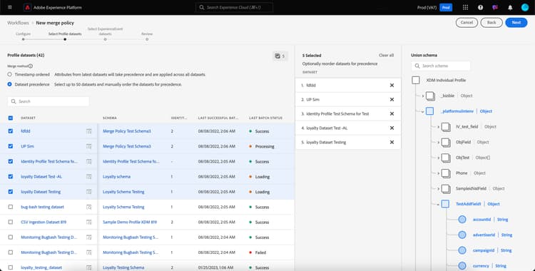 Imagen que muestra la prioridad del conjunto de datos que se está seleccionando, junto con la configuración correspondiente que debe elegir si esa opción está seleccionada.