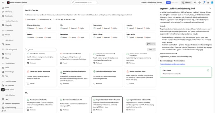 Ventana retrospectiva de segmentos Panel de detalles requerido que muestra la descripción, el impacto, las áreas generales de impacto y la confirmación de comprobación superada