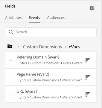 Imagen que muestra cómo se asignan las variables genéricas (eVars) con un nombre descriptivo.