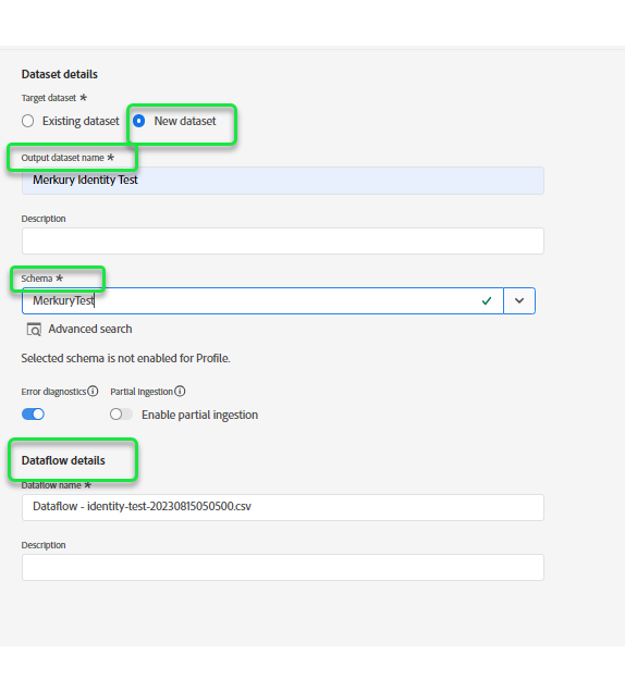 La nueva interfaz del conjunto de datos.