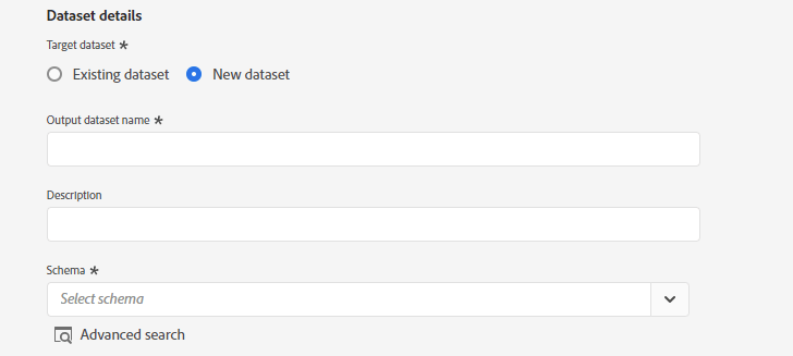 La nueva interfaz del conjunto de datos.