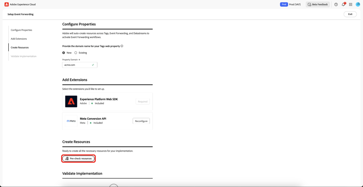 Crear recursos que muestran recursos de comprobación previa