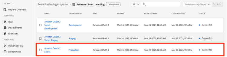 La ficha Secret que resalta el secreto recién creado.