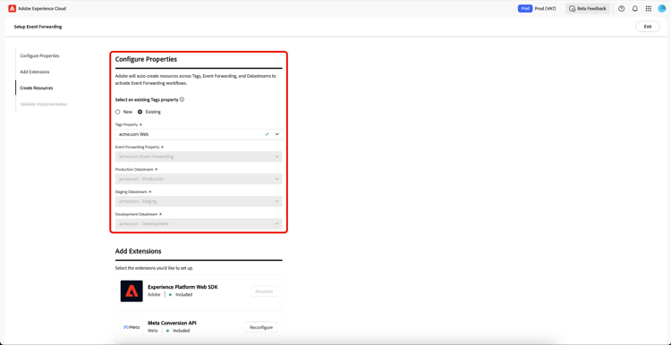 Configurar propiedad existente que muestra la propiedad de etiqueta existente seleccionada