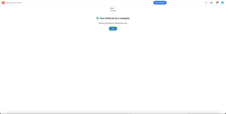 Pantalla de confirmación de configuración inicial completa