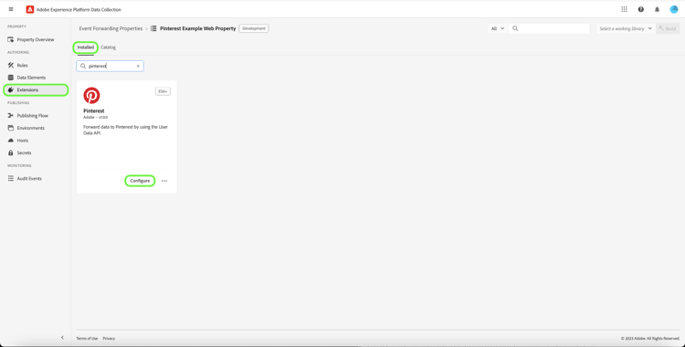 El identificador Pixel proporcionado como elemento de datos en la vista de configuración de la extensión.
