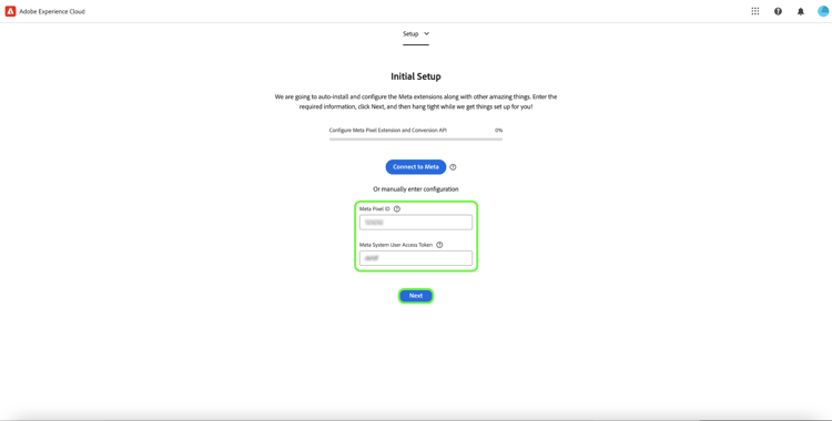 Cuadro de diálogo de configuración inicial