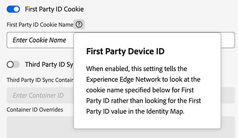 Imagen de la interfaz de usuario de la plataforma que muestra la configuración de secuencia de datos destacando la configuración de cookie de ID de origen