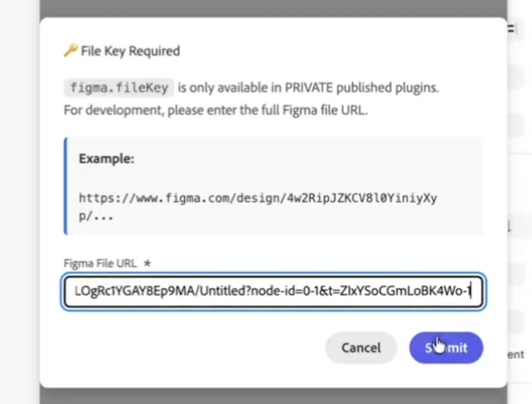 Cuadro de diálogo obligatorio con clave de archivo