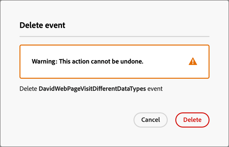 Confirme que desea eliminar la definición del evento