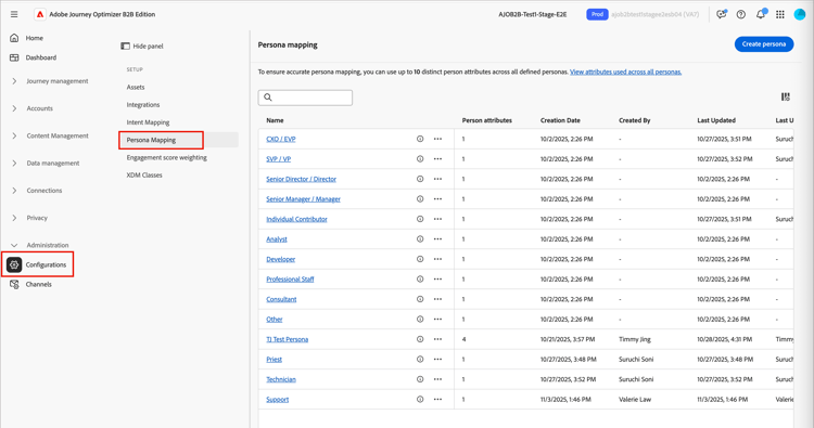 Acceder a los perfiles configurados