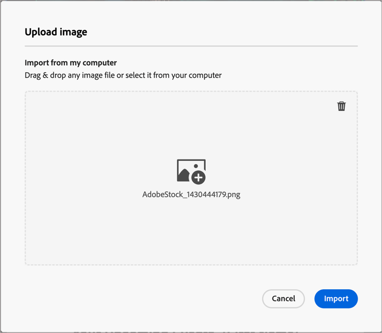 Seleccione su propio archivo de imagen para importarlo como recurso