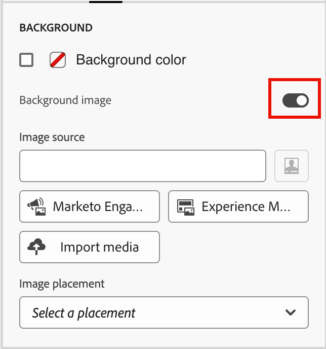 Configuración de imagen de fondo