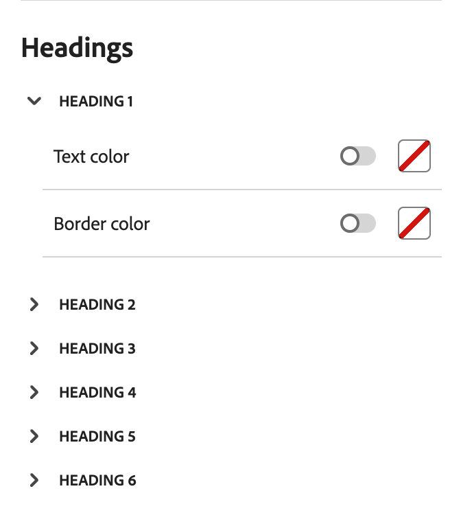 Configuración de color de encabezado para una variante