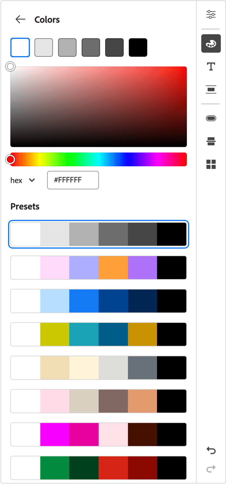 Configuración de colores del tema- cambiar ajuste preestablecido