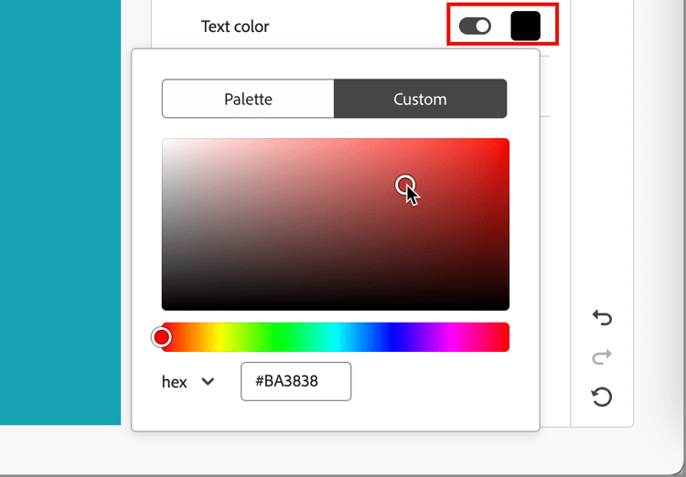 Configuración de colores del tema - selector de color de variante