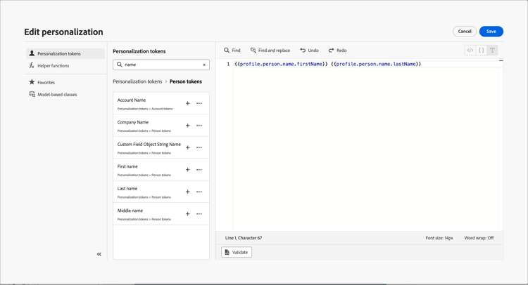 Editor de Personalization