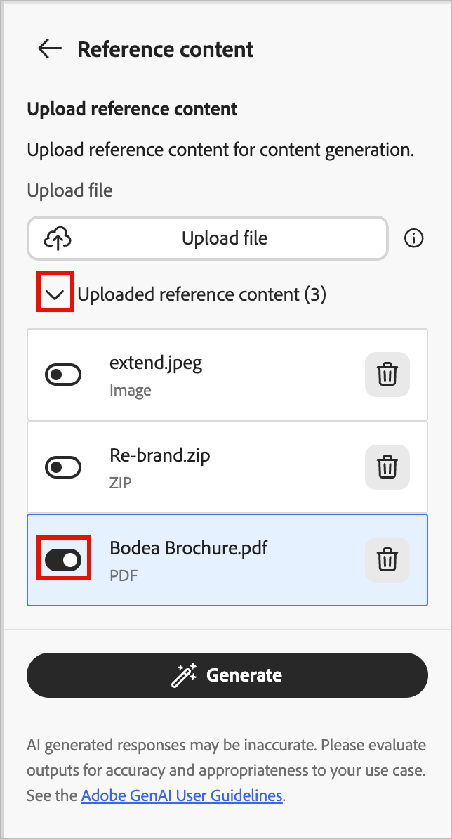 Habilitar el contenido de referencia existente para usar