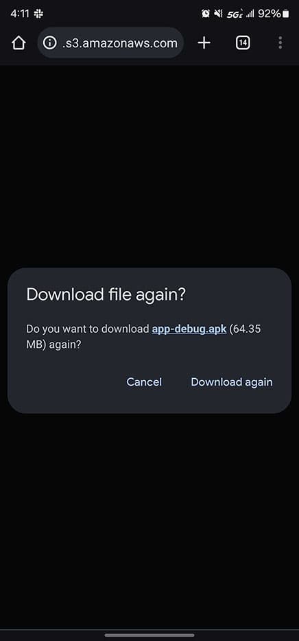 Pantalla de instalación de Android