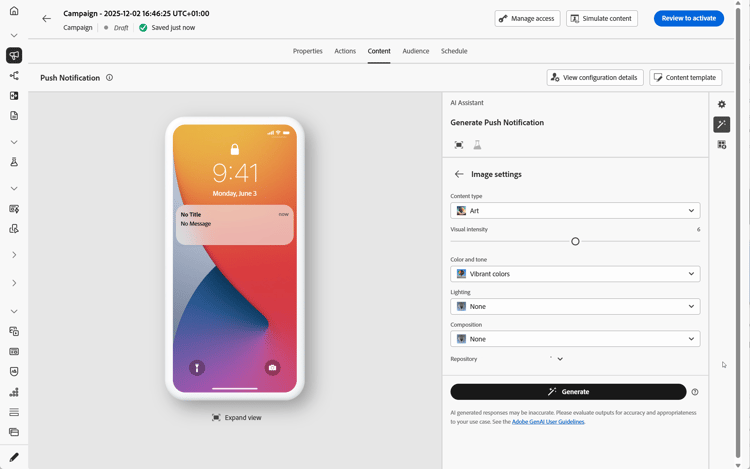 Configuración de imagen para notificaciones push