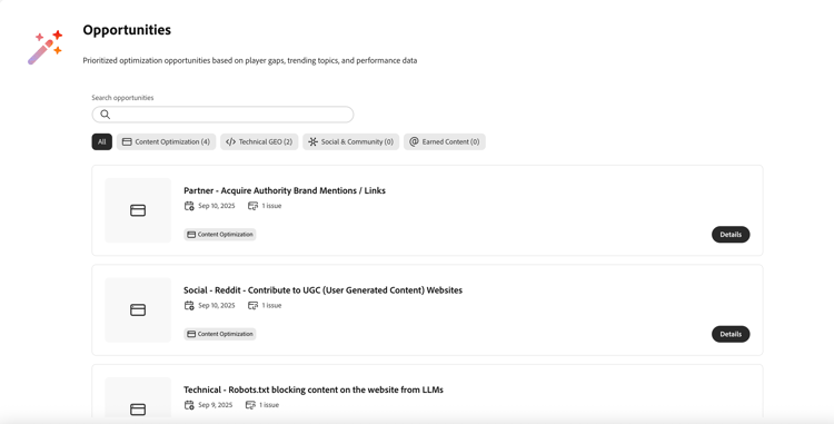 Oportunidades de optimización