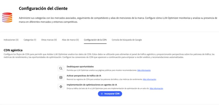 Incorporación de configuración de CDN