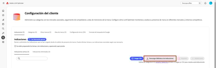 Descarga de biblioteca de mensajes del sector